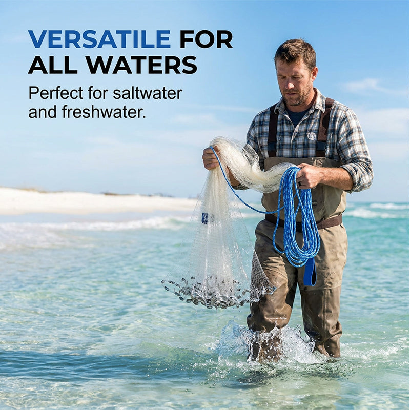 📢📢⏰ Easy-Throw Cast Net – Heavy-Duty Mesh, Rapid Sinking, Versatile 🌊
