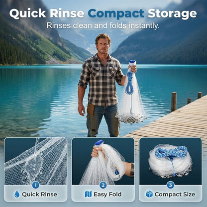 📢📢⏰ Easy-Throw Cast Net – Heavy-Duty Mesh, Rapid Sinking, Versatile 🌊